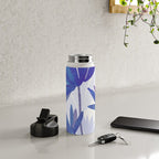 Indigo Blooms Abstract Botanical Water Bottle Gallery Image 4