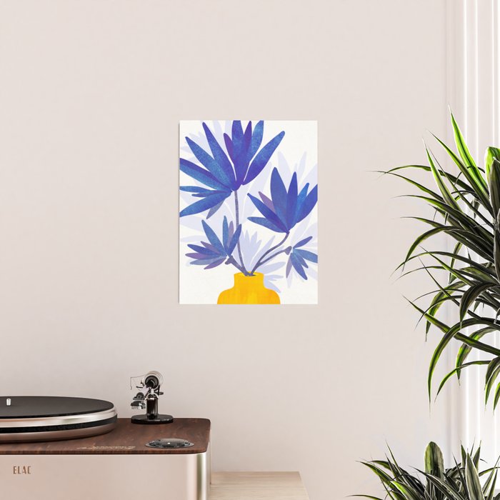 Indigo Blooms Abstract Botanical Poster Gallery Image 2
