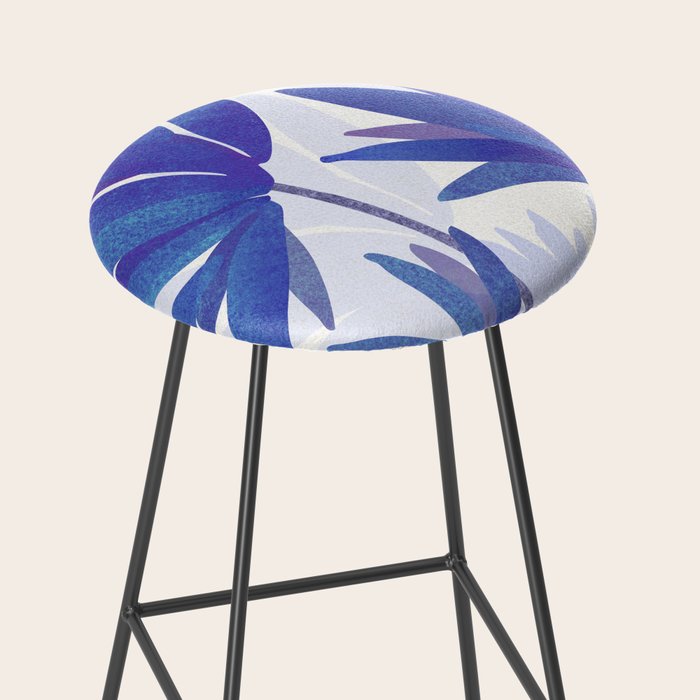 Indigo Blooms Abstract Botanical Stool Gallery Image 2