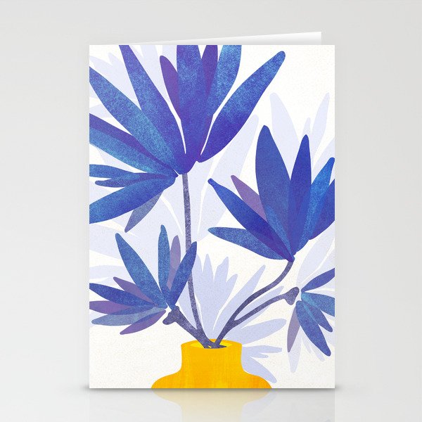 Indigo Blooms Abstract Botanical Stationery Card Gallery Image 1