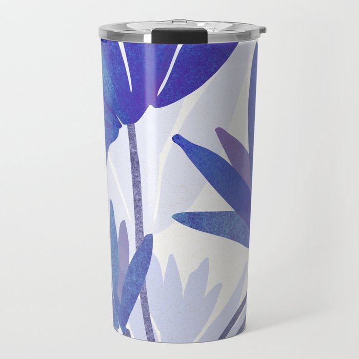 Indigo Blooms Abstract Botanical Travel Mug Gallery Image 1