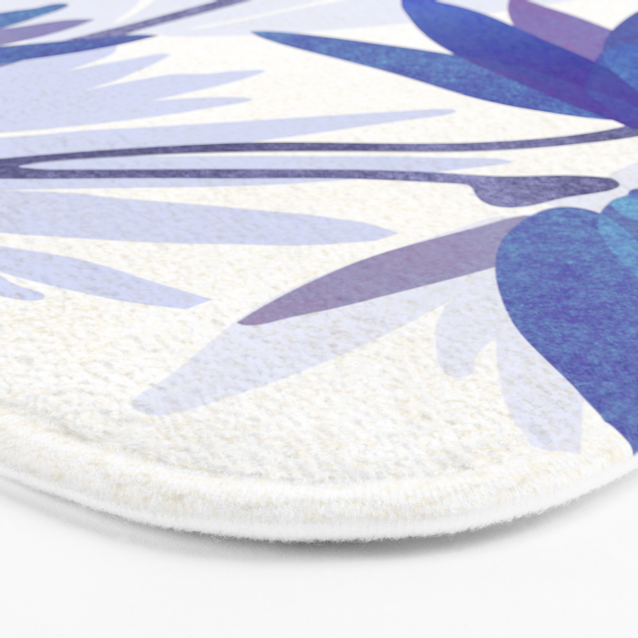 Indigo Blooms Abstract Botanical Bath Mat Gallery Image 3