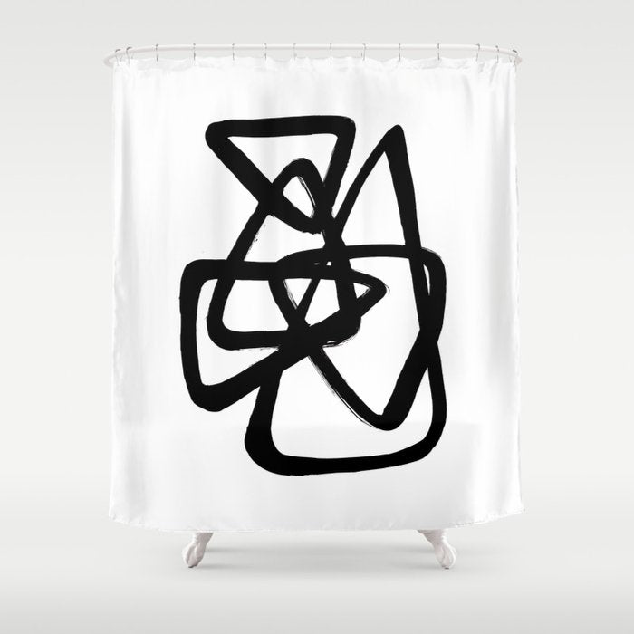 A Family Of Five White Background Shower Curtain Gallery Image 1