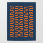 Abstract Shapes 268 in Navy Blue and Orange (Snake Pattern Abstraction) Poster Gallery Image 4