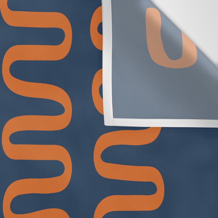 Abstract Shapes 268 in Navy Blue and Orange (Snake Pattern Abstraction) Wall Tapestry Gallery Image 3
