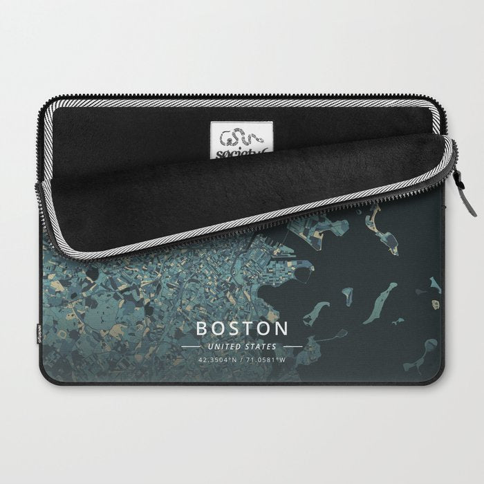 Boston, United States - Cream Blue Laptop Sleeve Gallery Image 2