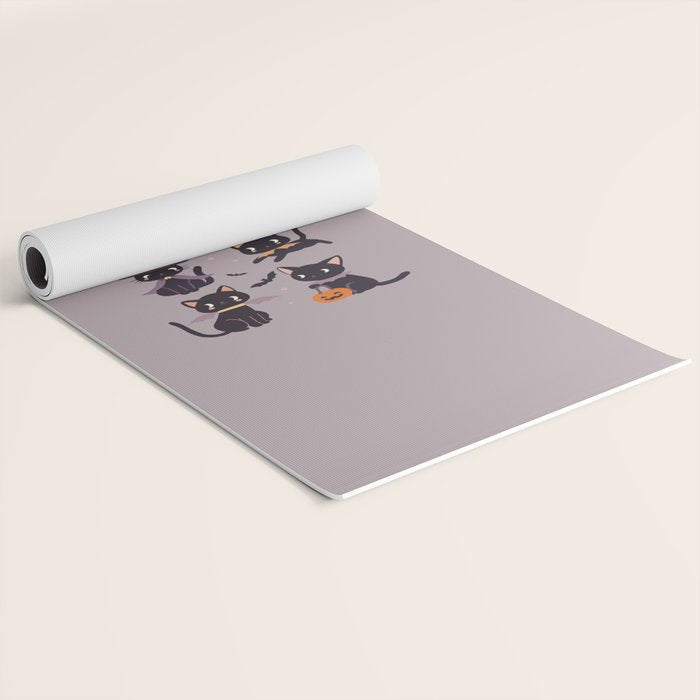 Cute Halloween Witch Cats and Pumpkins  Yoga Mat Gallery Image 2