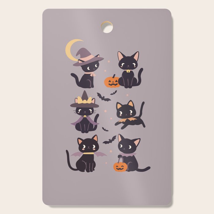 Cute Halloween Witch Cats and Pumpkins  Cutting Board Gallery Image 1