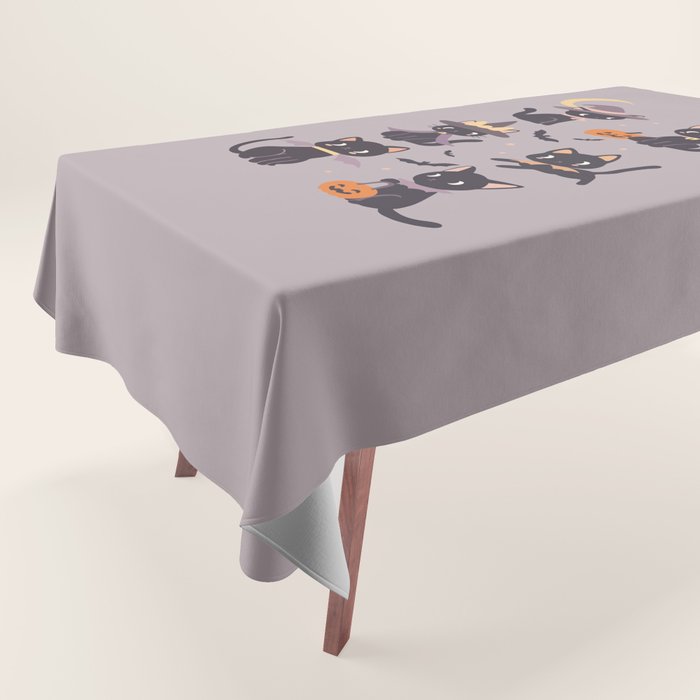 Cute Halloween Witch Cats and Pumpkins  Tablecloth Gallery Image 1
