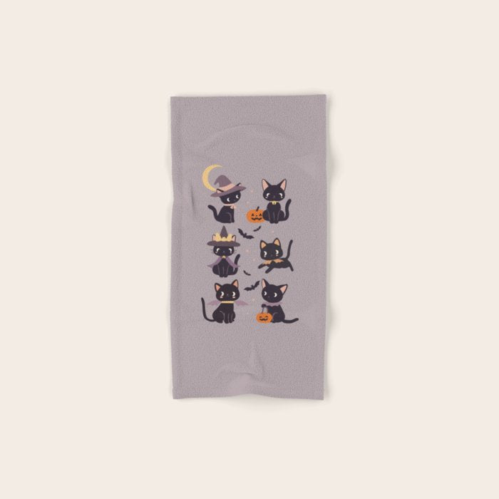 Cute Halloween Witch Cats and Pumpkins  Bath Towel Gallery Image 1