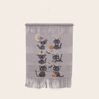 Cute Halloween Witch Cats and Pumpkins  Wall Hanging Gallery Image 1