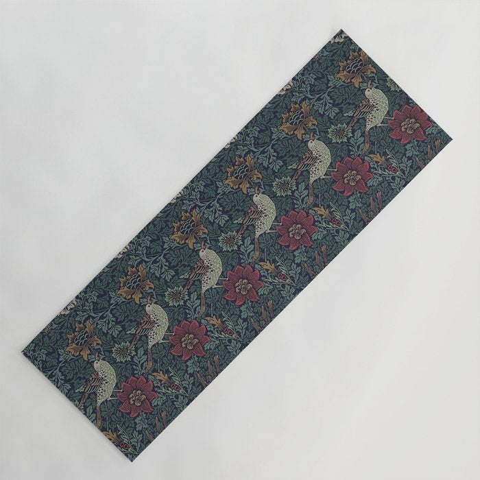 William Morris Bird and Anemone Forest Indigo Yoga Mat Gallery Image 1