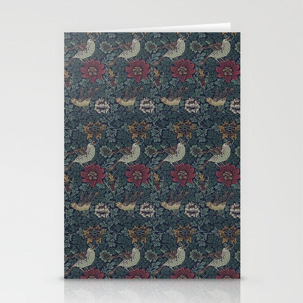 William Morris Bird and Anemone Forest Indigo Stationery Card Gallery Image 1