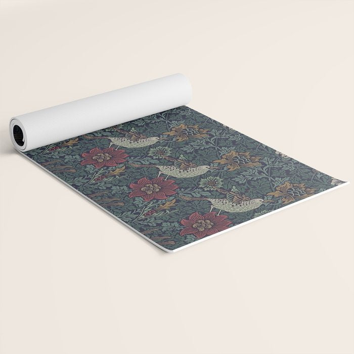 William Morris Bird and Anemone Forest Indigo Yoga Mat Gallery Image 2