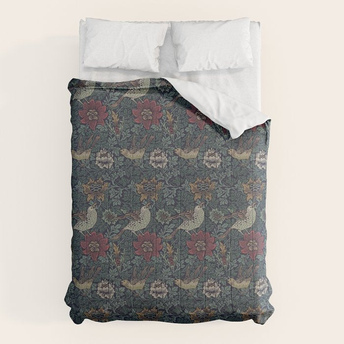 William Morris Bird and Anemone Forest Indigo Comforter Gallery Image 1
