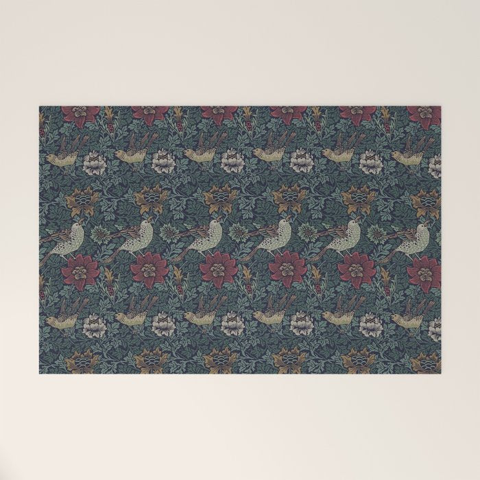 William Morris Bird and Anemone Forest Indigo Welcome Mat Gallery Image 1