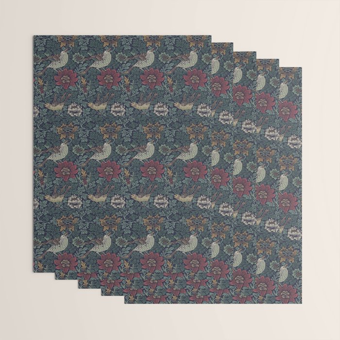 William Morris Bird and Anemone Forest Indigo Wrapping Paper Gallery Image 3
