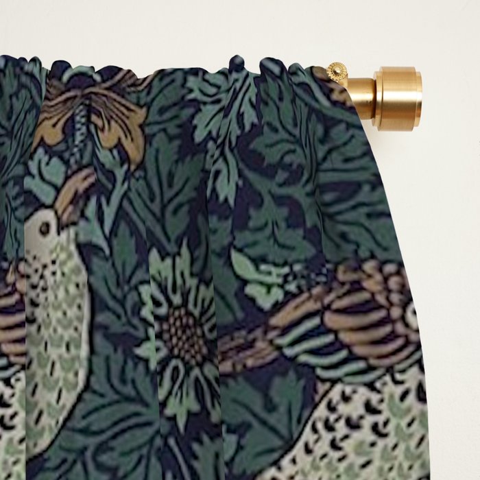 William Morris Bird and Anemone Forest Indigo Window Curtain Gallery Image 2