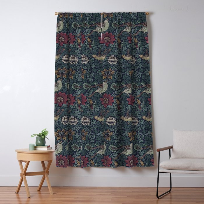 William Morris Bird and Anemone Forest Indigo Window Curtain Gallery Image 5