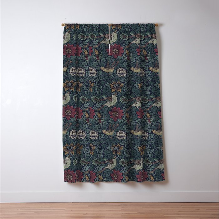 William Morris Bird and Anemone Forest Indigo Window Curtain Gallery Image 3