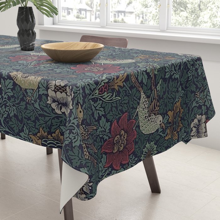 William Morris Bird and Anemone Forest Indigo Tablecloth Gallery Image 3