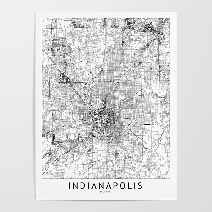 Indianapolis White Map Poster Gallery Image 4