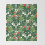 Frogs And Wild Strawberries On Pale Green Throw Blanket Gallery Image 2