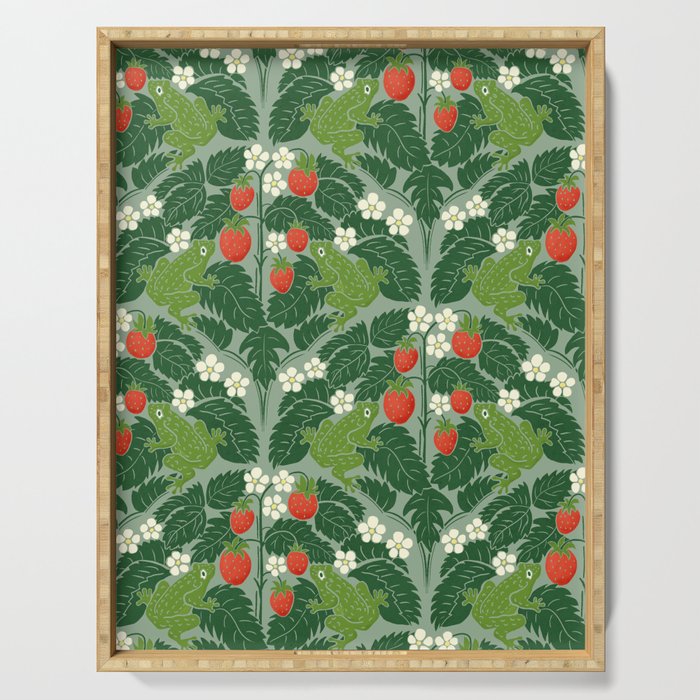Frogs And Wild Strawberries On Pale Green Serving Tray Gallery Image 1