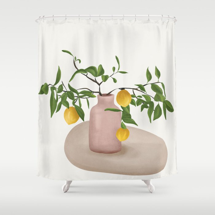 Lemon Branches Shower Curtain Gallery Image 1