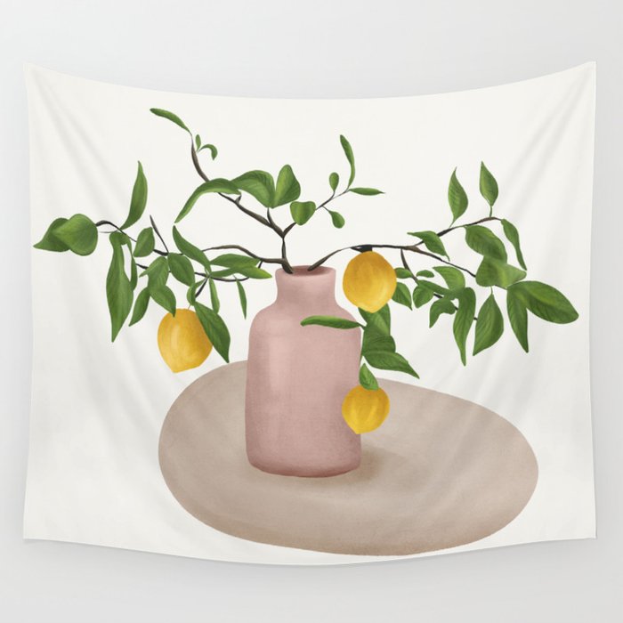 Lemon Branches Wall Tapestry Gallery Image 4