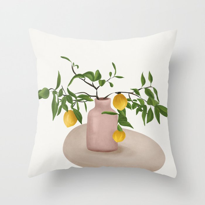 Lemon Branches Throw Pillow Gallery Image 1