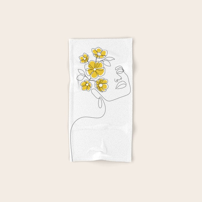 Mustard Bloom Girl Bath Towel Gallery Image 1