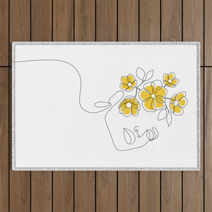 Mustard Bloom Girl Outdoor Rug Gallery Image 1