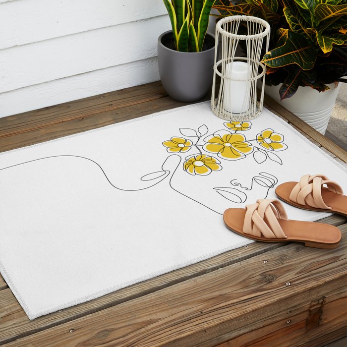 Mustard Bloom Girl Outdoor Rug Gallery Image 2