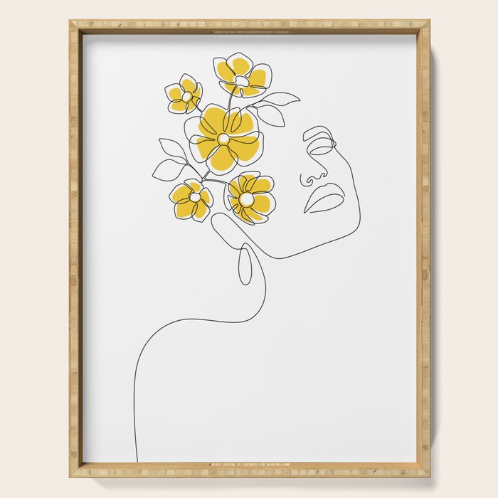 Mustard Bloom Girl Serving Tray Gallery Image 1