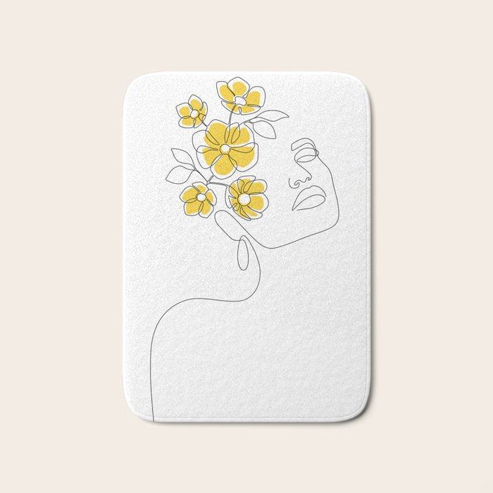Mustard Bloom Girl Bath Mat Gallery Image 1