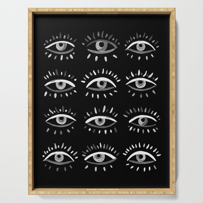 Evil Eye - Black and White Serving Tray Gallery Image 1