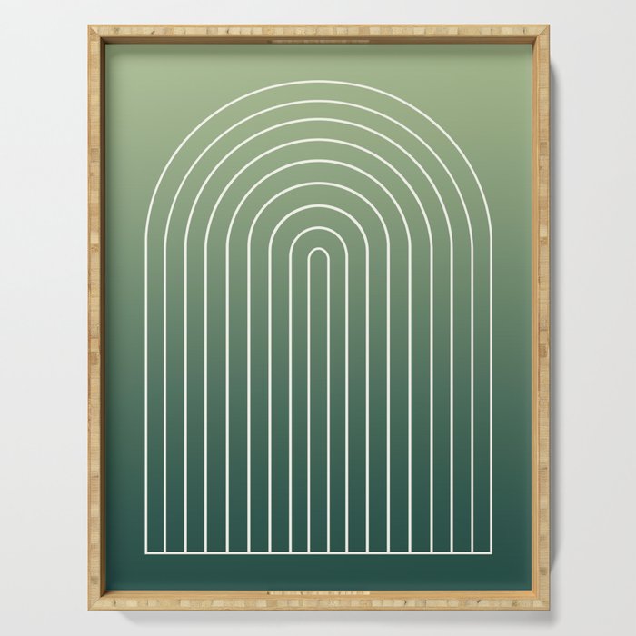Ombre Arch XIV Green Gradient Modern Geometric Lines Serving Tray Gallery Image 1