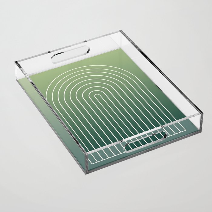 Ombre Arch XIV Green Gradient Modern Geometric Lines Acrylic Tray Gallery Image 1