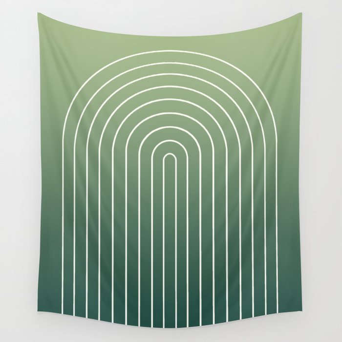 Ombre Arch XIV Green Gradient Modern Geometric Lines Wall Tapestry Gallery Image 1