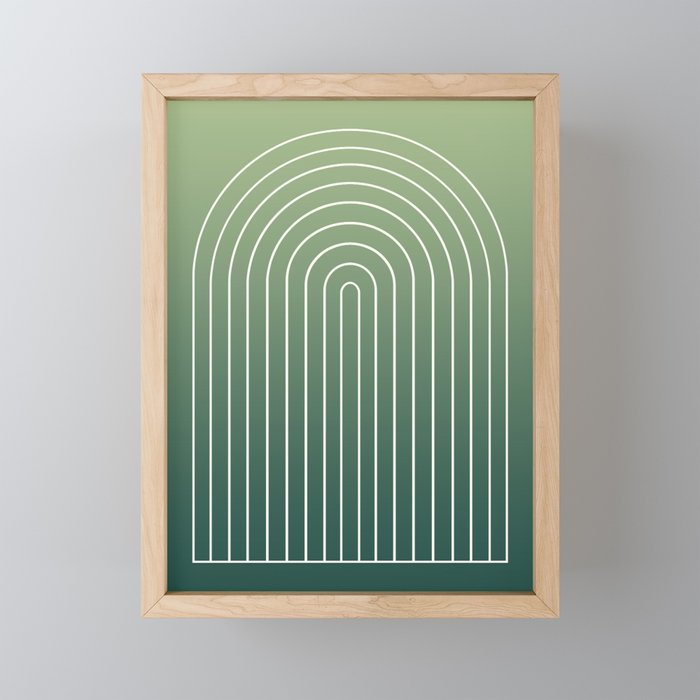 Ombre Arch XIV Green Gradient Modern Geometric Lines Mini Art Print Gallery Image 1