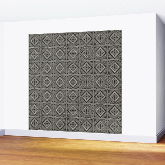 Boho Tiles | Charcoal Wall Mural Gallery Image 2