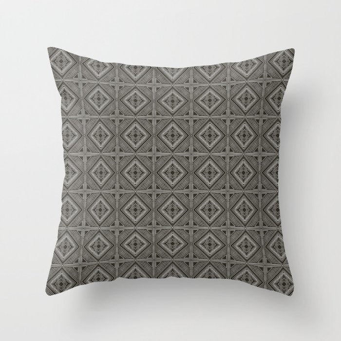 Boho Tiles | Charcoal Throw Pillow Gallery Image 1