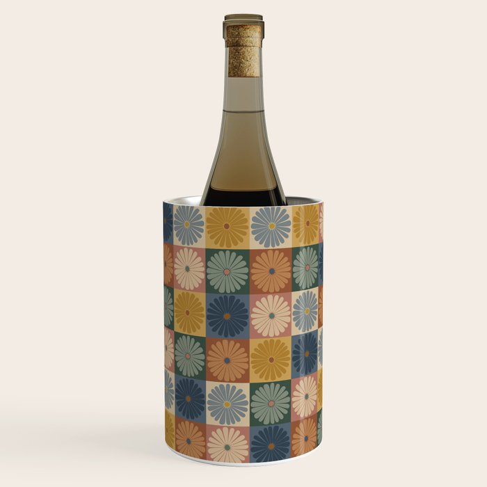 Retro Flowers Check Pattern IX Wine Chiller Gallery Image 2