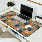 Retro Flowers Check Pattern IX Desk Mat Gallery Image 2