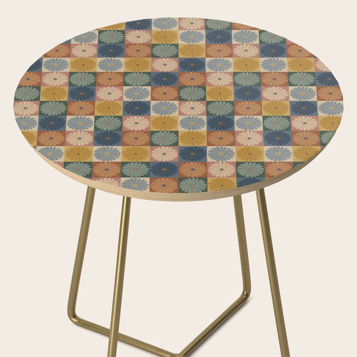 Retro Flowers Check Pattern IX Side Table Gallery Image 2