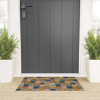 Retro Flowers Check Pattern IX Welcome Mat Gallery Image 3