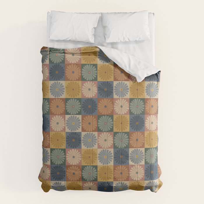 Retro Flowers Check Pattern IX Comforter Gallery Image 6