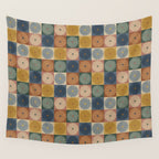 Retro Flowers Check Pattern IX Wall Tapestry Gallery Image 4