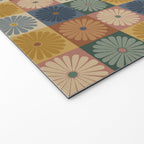 Retro Flowers Check Pattern IX Welcome Mat Gallery Image 2